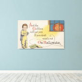 Halloween GreetingGoblin in Window Leinwanddruck (Insitu (Holzboden))