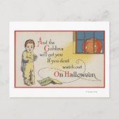 Halloween GreetingGoblin in Window Postkarte (Vorderseite)