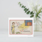 Halloween GreetingGoblin in Window Postkarte (Stehend Vorderseite)