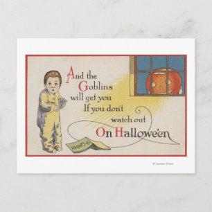 Halloween GreetingGoblin in Window Postkarte