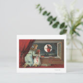 Halloween GreetingHexe aus dem Fenster Postkarte (Stehend Vorderseite)