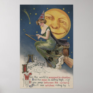 Halloween GreetingHexe in Flight Poster