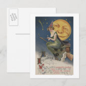 Halloween GreetingHexe in Flight Postkarte (Vorne/Hinten)