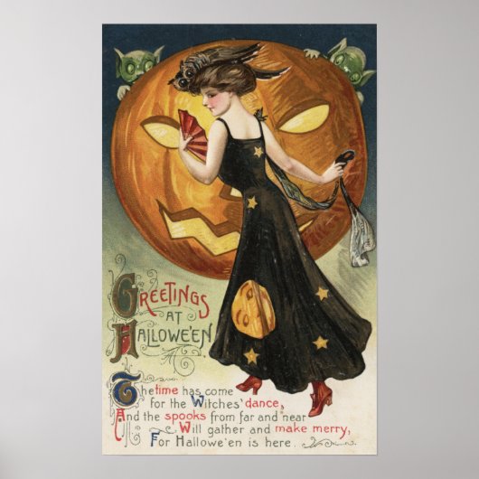 Halloween GreetingHextanz und Kürkin Poster (Vorne)