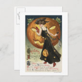 Halloween GreetingHextanz und Kürkin Postkarte (Vorne/Hinten)