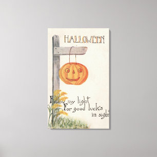 Halloween GreetingJack-O-Lantern auf Post Leinwanddruck
