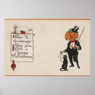 Halloween GreetingJack-O-Lantern in Tux Poster