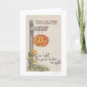 Halloween GreetingJack-O-Laterne auf Posten Karte