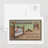 Halloween GreetingKid in Bed Postkarte (Vorne/Hinten)