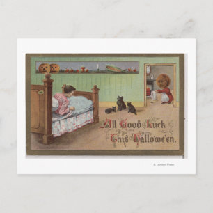 Halloween GreetingKid in Bed Postkarte