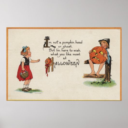 Halloween GreetingKid on Fence Poster (Vorne)
