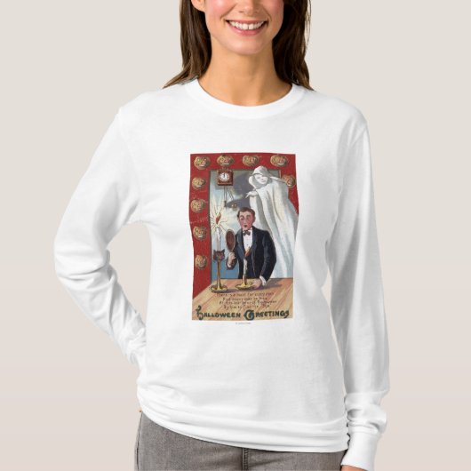 Halloween GreetingMan und Geist T-Shirt (Vorderseite)