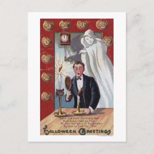 Halloween GreetingMan und Ghost Postkarte (Vorderseite)