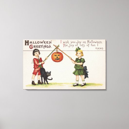 Halloween GreetingPumpkin on Stick Leinwanddruck (Vorderseite)