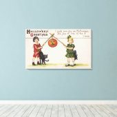 Halloween GreetingPumpkin on Stick Leinwanddruck (Insitu (Holzboden))