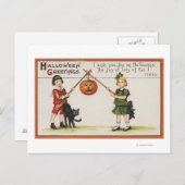Halloween GreetingPumpkin on Stick Postkarte (Vorne/Hinten)