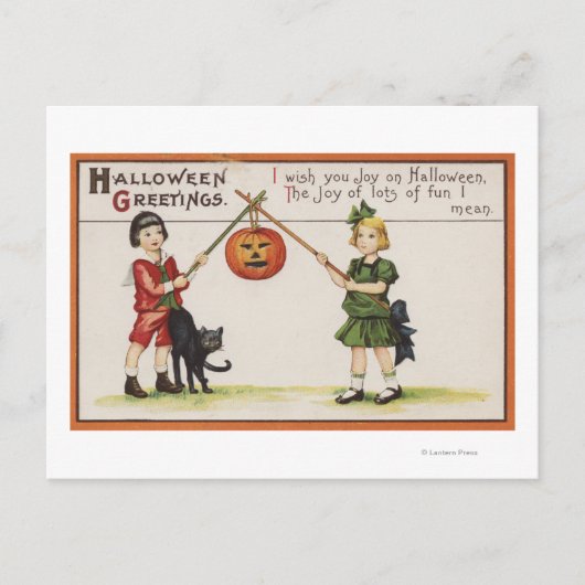 Halloween GreetingPumpkin on Stick Postkarte (Vorderseite)