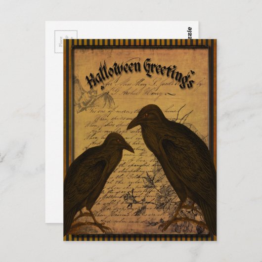 Halloween Greetings - Crows Postkarte (Vorne/Hinten)