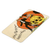 Halloween Greetings Dancing Couple Pumpkin Vintag Magnet (Linke Seite)