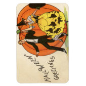Halloween Greetings Dancing Couple Pumpkin Vintag Magnet (Vertikal)