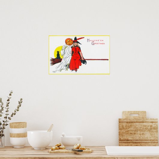 Halloween Greetings Hexe Poster (Küche)