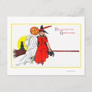 Halloween Greetings Hexe Postkarte