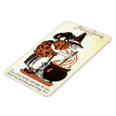 Hallowe'en Greetings Hexe und Kettle Vintag Magnet (Linke Seite)