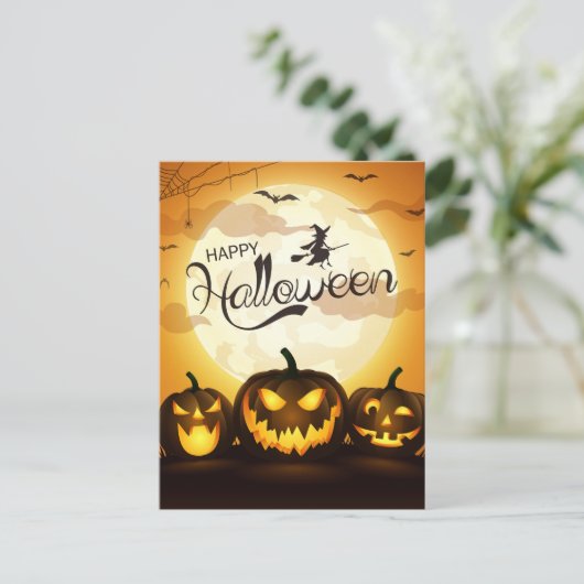 Halloween Greetings Postkarte (Stehend Vorderseite)