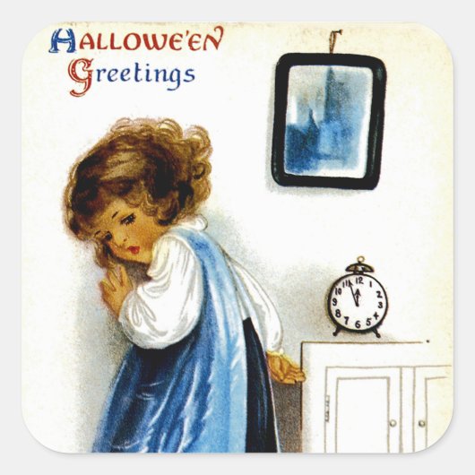 Halloween Greetings Quadratischer Aufkleber (Vorderseite)