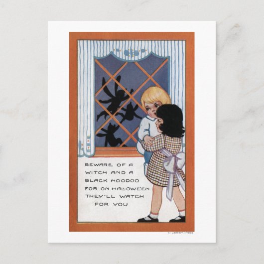 Halloween GreetingSpiders am Fenster Postkarte (Vorderseite)