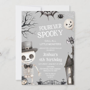 Halloween Grey Boys Fourever Spooky 4. Geburtstag Einladung
