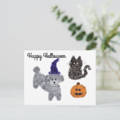 Halloween Grey Poodle #1 Postcard Postkarte (Stehend Vorderseite)