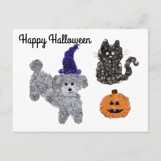 Halloween Grey Poodle #1 Postcard Postkarte (Vorderseite)