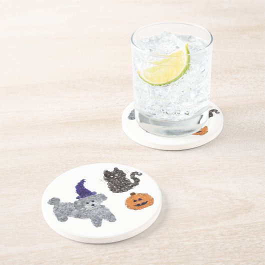 Halloween Grey Poodle #1 Untersetzer (Seite)