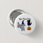 Halloween Grey Poodle #2 Button (Vorne & Hinten)