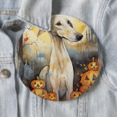 Halloween Greyhound mit Pumpkins Beängstigend Button (Beispiel)