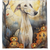 Halloween Greyhound mit Pumpkins Beängstigend Duschvorhang (Vorderseite)