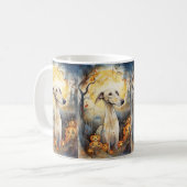 Halloween Greyhound mit Pumpkins Beängstigend Kaffeetasse (Vorderseite Links)