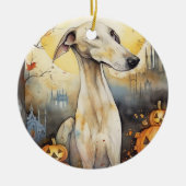 Halloween Greyhound mit Pumpkins Beängstigend Keramik Ornament (Vorne)