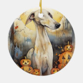 Halloween Greyhound mit Pumpkins Beängstigend Keramik Ornament (Hinten)