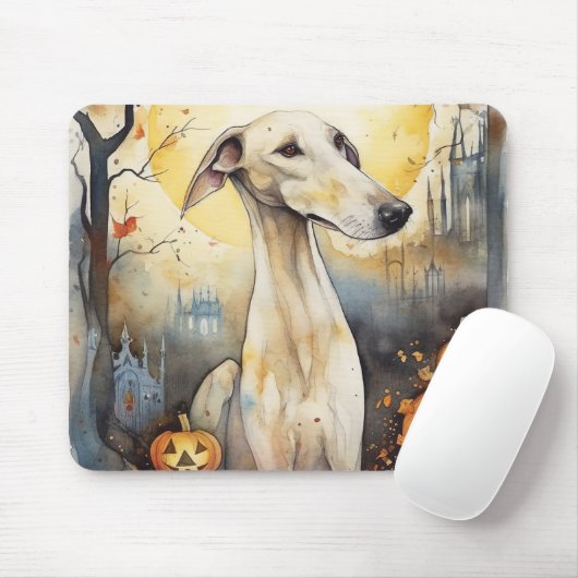 Halloween Greyhound mit Pumpkins Beängstigend Mousepad (Mit Mouse)