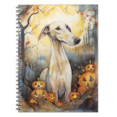 Halloween Greyhound mit Pumpkins Beängstigend Notizblock (Vorderseite)