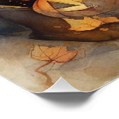 Halloween Greyhound mit Pumpkins Beängstigend Poster (Ecke)