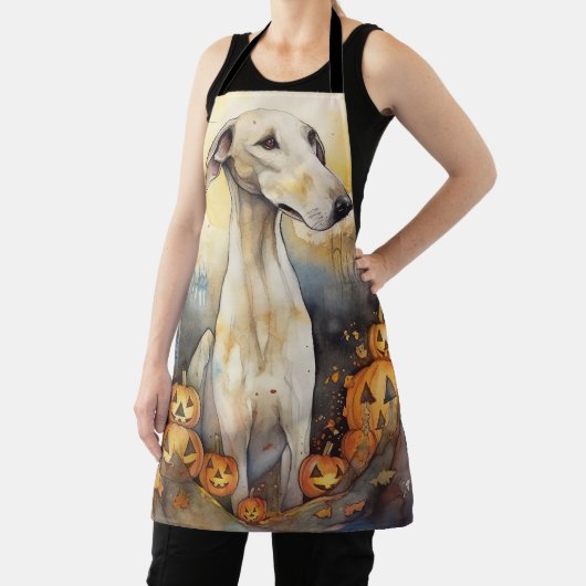 Halloween Greyhound mit Pumpkins Beängstigend Schürze (InSitu)