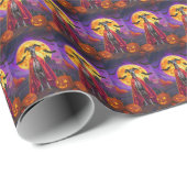 Halloween Greyhound Mountain Vampire Pumpkins Geschenkpapier (Rolleneckpunkt)