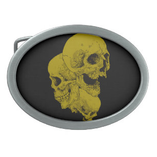 Halloween Grim Human Head Bone Skeletts Skulls Ovale Gürtelschnalle
