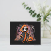 Halloween Grim Sensenmann Feiertagspostkarte (Stehend Vorderseite)