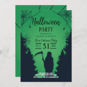 Halloween Grim Sensenmann Green Party Friedhof Einladung (Vorne/Hinten)