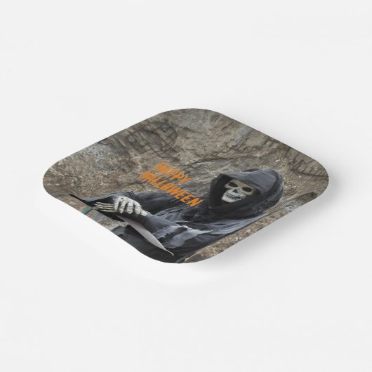 Halloween Grim Sensenmann individuell anpassbar Pappteller (Gewinkelt)