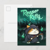 Halloween Grim Sensenmann Kitty Feiertagspostkarte (Vorne/Hinten)